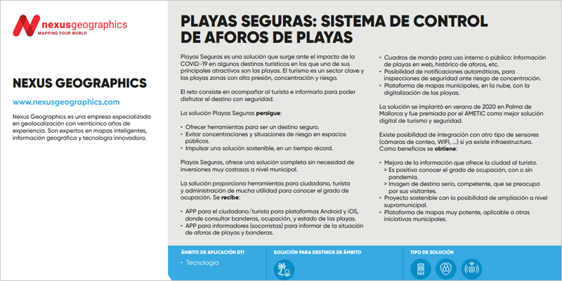 El catálogo de soluciones para DTI de Segittur incluye el sistema ‘Playas Seguras’ de Nexus Geographics