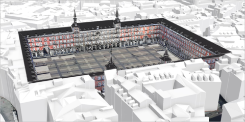 Un visor en tres dimensiones permite recorrer la Plaza Mayor de Madrid de manera virtual