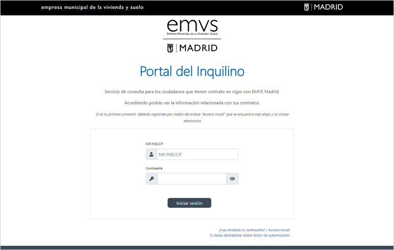 Portal del Inquilino de EMVS Madrid