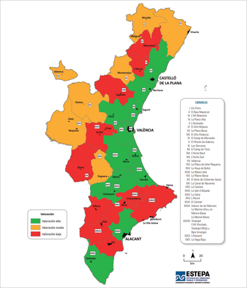 valoración estimada de la aplicación de la digitalización en la Comunidad Valenciana