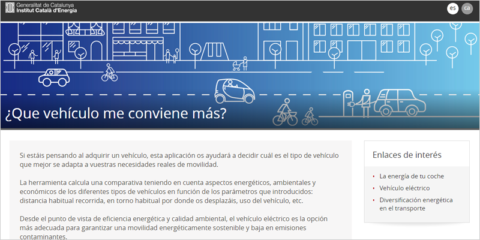 El Instituto Catalán de Energía actualiza la aplicación web ‘¿Qué vehículo me conviene más?’