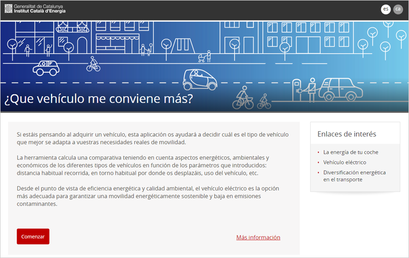 aplicación web ‘¿Qué vehículo me conviene más?’ del ICAEN