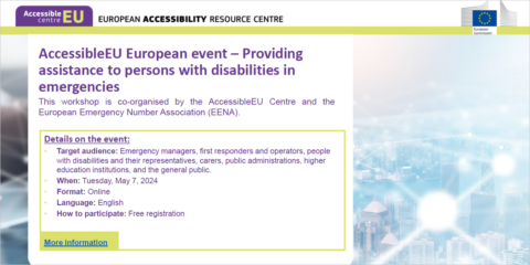 Taller de AccessibleEU sobre prestación de asistencia a personas con discapacidad en emergencias