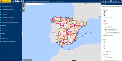 El visualizador de mapas Hermes ofrece información sobre la Red de Transporte de Interés General
