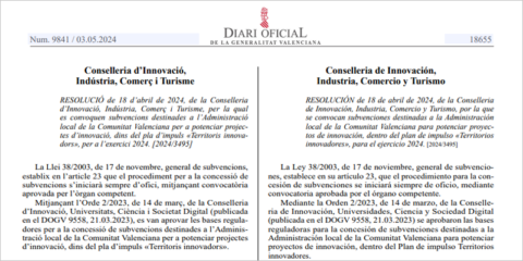 Ayudas de 4 millones para proyectos de innovación en municipios de la Comunidad Valenciana