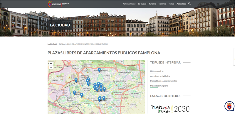 plazas libres de aparcamientos públicos en Pamplona