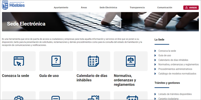 nuevos trámites electrónicos en la sede electrónica de Móstoles
