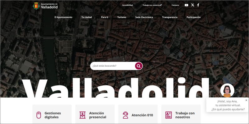 La página web del Ayuntamiento de Valladolid incorpora un asistente virtual inteligente