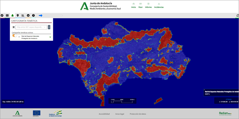 visor online con información forestal de Andalucía