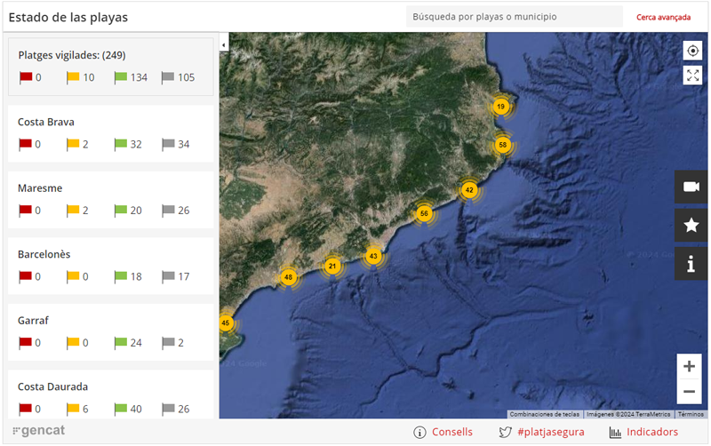 estado de las playas de Cataluña