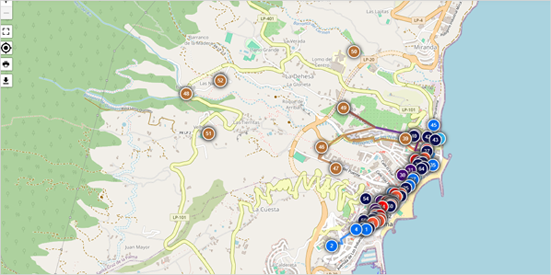 Un mapa interactivo ayuda a descubrir Santa Cruz de La Palma mediante seis rutas digitalizadas