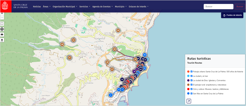 mapa interactivo de Santa Cruz de La Palma 