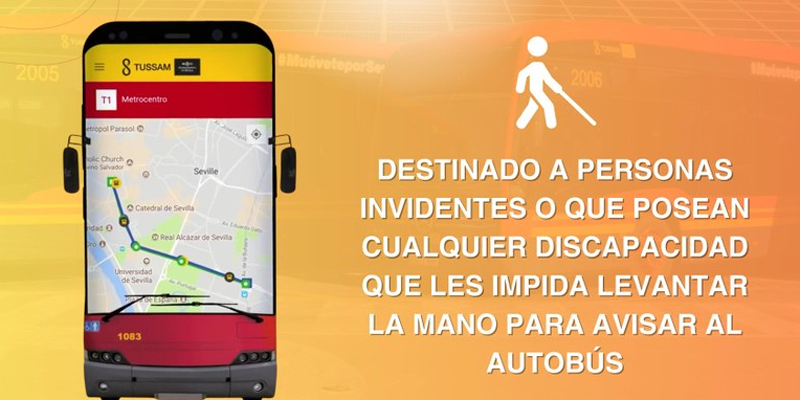 nueva funcionalidad de la app de Tussam para mejorar la accesibilidad del transporte urbano de Sevilla