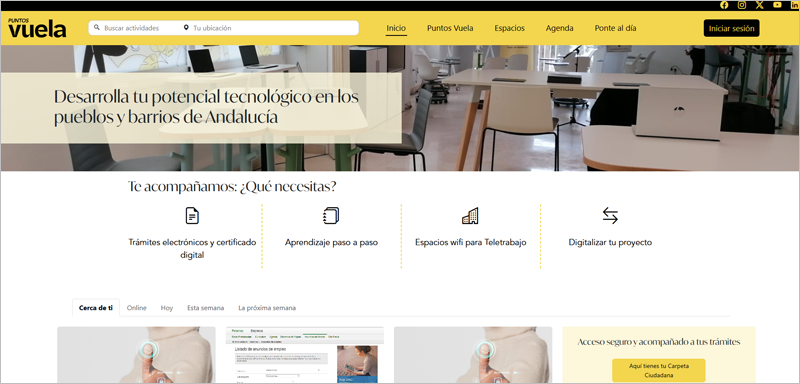 portal web de los Puntos Vuela de competencias digital de Andalucía