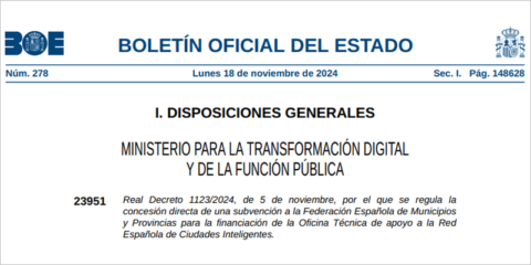 La FEMP recibe una subvención para financiar la Oficina Técnica de apoyo a la RECI