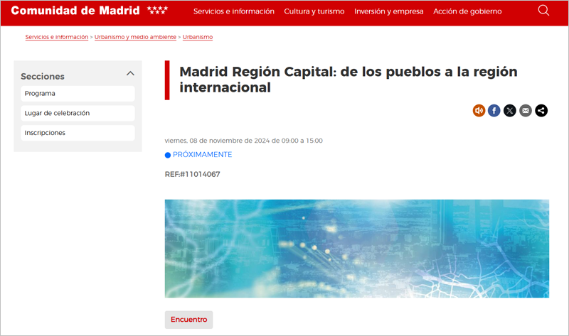 jornada 'Madrid Región Capital: De los pueblos a la región internacional ¿preparados para el urbanismo que viene?'