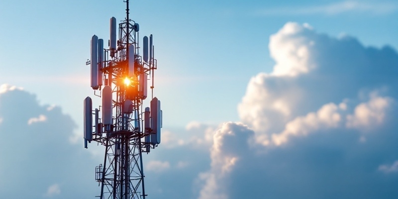 Imagen de una torre de telecomunicaciones iluminada por el atardecer, simbolizando conexión