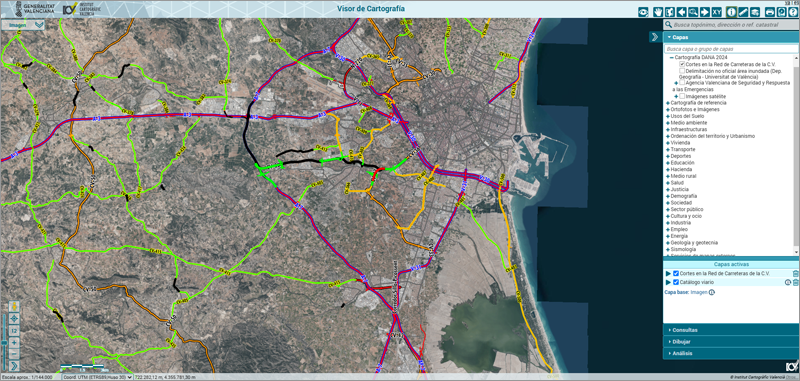 visor de la red de carreteras de la Comunidad Valenciana