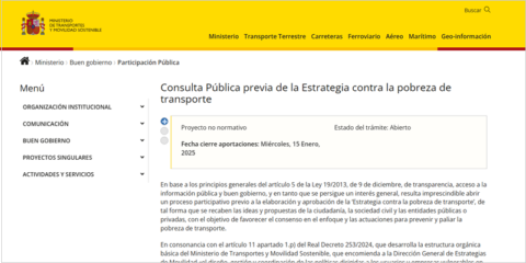 Consulta pública previa sobre la Estrategia contra la pobreza de transporte