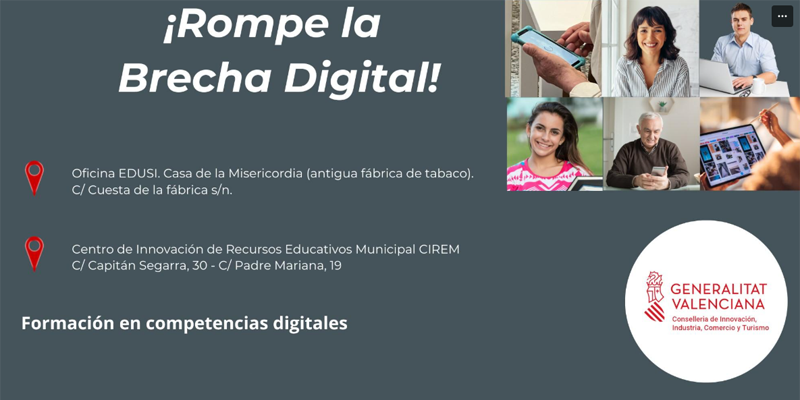 Los cursos y talleres abordan el uso de las nuevas tecnologías, gestión de trámites online y redes sociales.