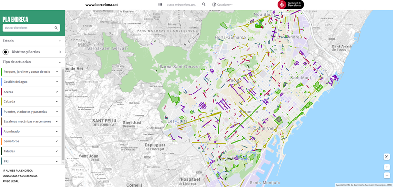 mapa interactivo del Plan de Mantenimiento Integral de Barcelona