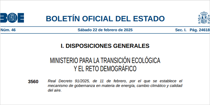 Luz verde al Real Decreto sobre el mecanismo de gobernanza de energía, cambio climático y calidad del aire