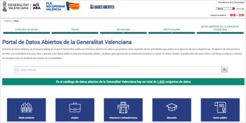El portal de datos abiertos de la Generalitat Valenciana se amplía y alcanza 1.032 conjuntos de datos