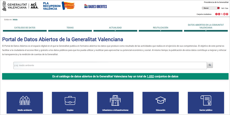 La Generalitat Valenciana amplía la información de su portal de datos abiertos