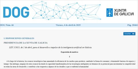 La nueva ley de inteligencia artificial de Galicia regula su uso seguro en el sector público y privado