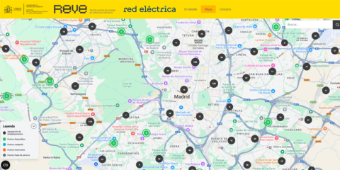 El mapa REVE ofrece información sobre puntos de recarga públicos de vehículos eléctricos