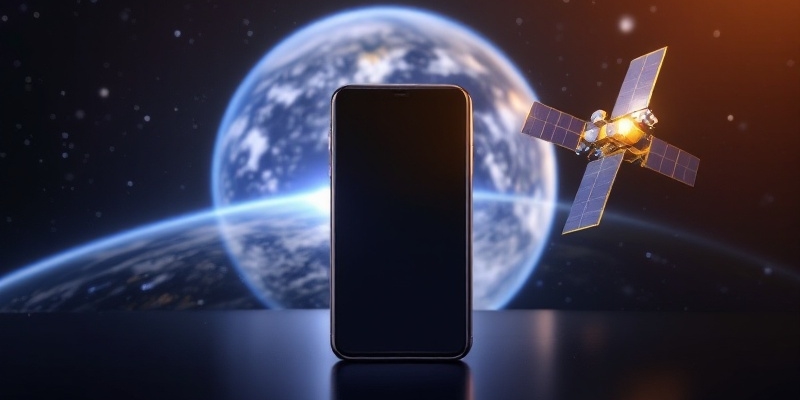 Smartphone y satélite simbolizando la comunicación global, con la Tierra de fondo.