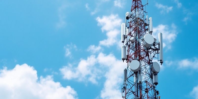 Torre de telecomunicaciones con antenas y cielo claro, simbolizando expansión en Aragón.