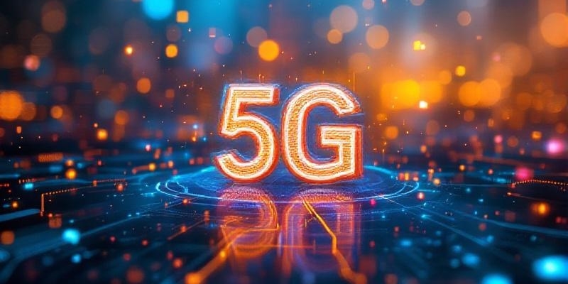 Ilustración digital del 5G mostrando diversas antenas y señales irradiando conectividad.