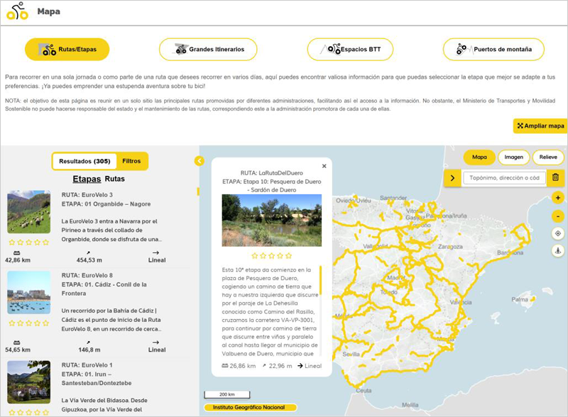 página web ‘Rutas ciclistas por España’