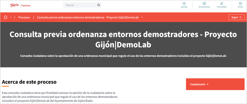 Consulta sobre la ordenanza que regulará los entornos demostradores de soluciones innovadoras de Gijón