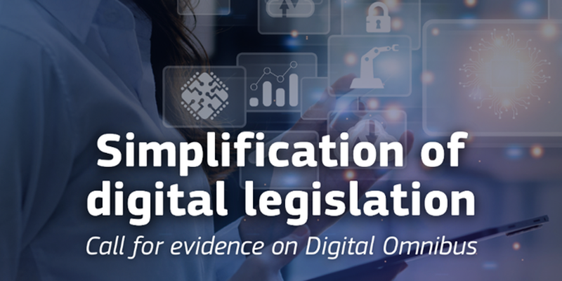 Convocatoria sobre simplificación legislativa en la UE, imagen representativa de la reunión sobre el Ómnibus Digital, presentación de ideas.