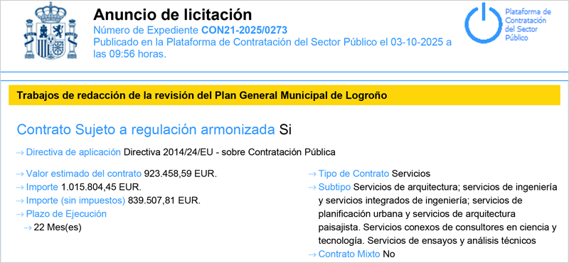 Abierta la licitación para redactar la revisión del Plan General Municipal de Logroño