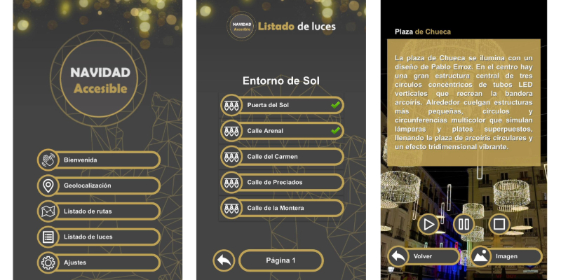 interfaz de app ‘Navidad Accesible’
