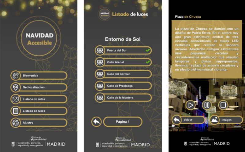 interfaz de app ‘Navidad Accesible’
