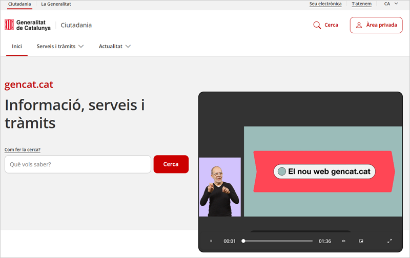 La nueva web corporativa de la Generalitat de Cataluña incorpora un buscador basado en IA generativa