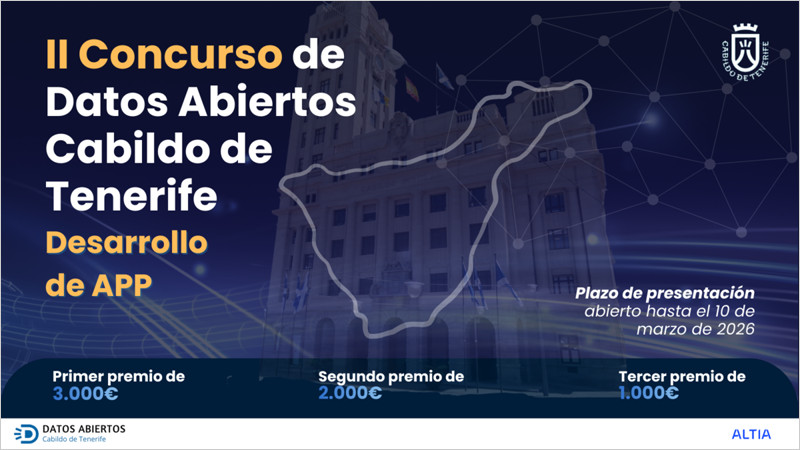 El Cabildo de Tenerife convoca el II Concurso de Datos Abiertos para premiar el desarrollo de aplicaciones