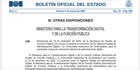 Convenio para la prestación mutua de soluciones de administración digital entre el Estado y Extremadura