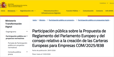 Abierta a participación pública la propuesta de reglamento sobre las Carteras Europeas para Empresas