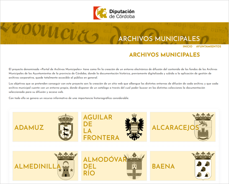 A lo largo del primer trimestre de 2026 estará disponible la documentación de Adamuz, Añora, Bujalance, Cabra, Cañete de las Torres, Carcabuey, Dos Torres, Fuente Palmera, Fuente Tójar, Montoro, Pedroche, Villa del Río y Zuheros.