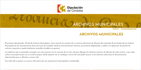 La Diputación de Córdoba digitaliza 10.000 documentos históricos con su portal web de archivos locales