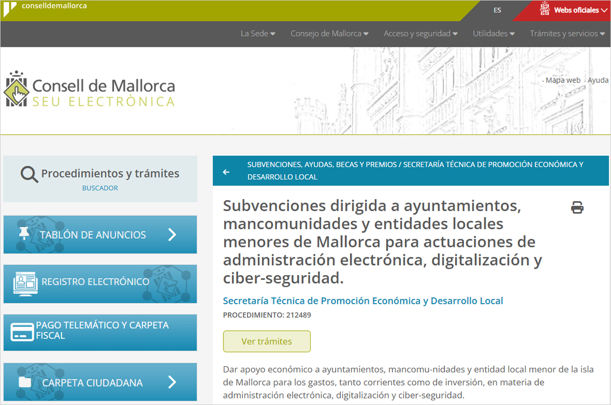 Los ayuntamientos de Mallorca recibirán 1,24 millones para administración electrónica, digitalización y ciberseguridad