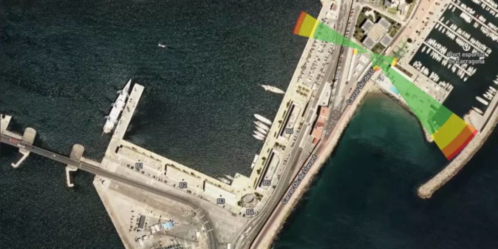 Rosa de contaminación generada a partir de una estación multiparamétrica de monitorización bettair en el Puerto de Tarragona.