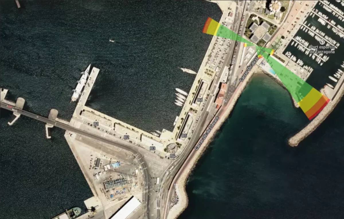 Rosa de contaminación generada a partir de una estación multiparamétrica de monitorización bettair en el Puerto de Tarragona.