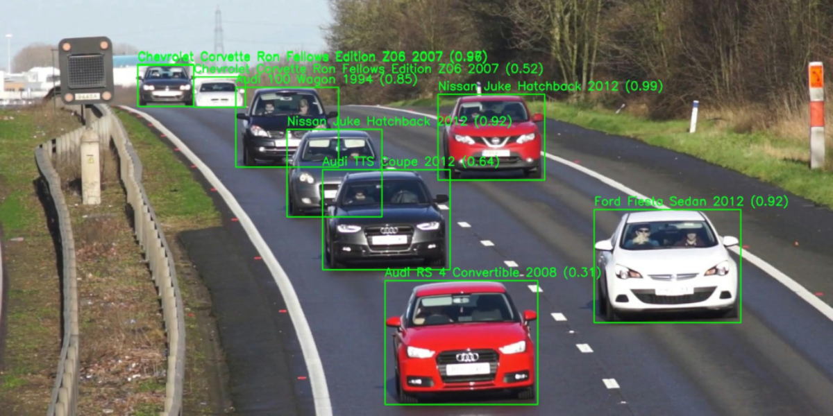 Fotografía tráfico con coches identificados