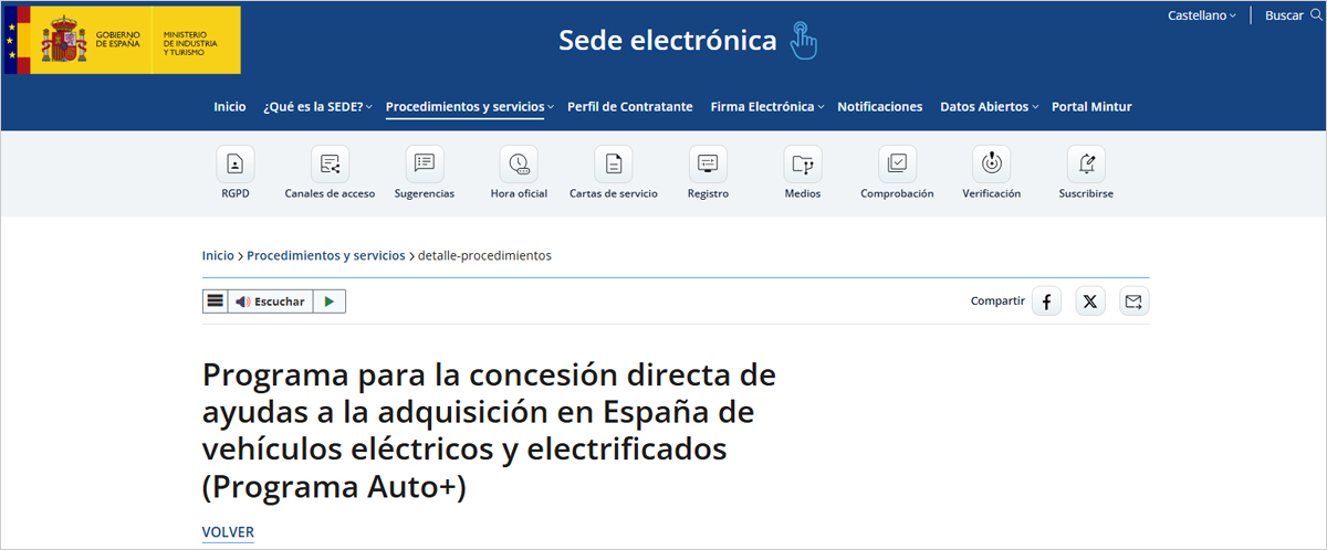 Abierto el plazo de las ayudas del Programa Auto+ para la adquisición de vehículos eléctricos y electrificados